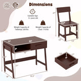 Kids Desk and Chair Set with Storage Drawer and Hutch
