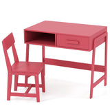 Kids Desk and Chair Set with Storage Drawer and Hutch