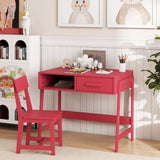 Kids Desk and Chair Set with Storage Drawer and Hutch
