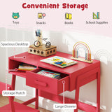 Kids Desk and Chair Set with Storage Drawer and Hutch