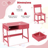 Kids Desk and Chair Set with Storage Drawer and Hutch