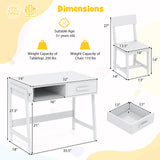 Kids Desk and Chair Set with Storage Drawer and Hutch