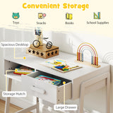 Kids Desk and Chair Set with Storage Drawer and Hutch