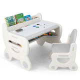 Kids Drawing Table and Chair Set with Watercolor Pens and Blackboard Eraser