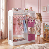 Kids Dress Up Storage with Full Length Mirror and Open Shelves