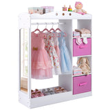 Kids Dress Up Storage with Full Length Mirror and Open Shelves
