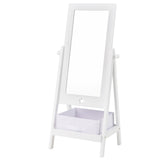 Kids Full Length Mirror 360 Degree Rotatable Dressing Mirror with Storage Bin-White