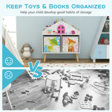 Kids House-shaped Bookshelf with 2 Storage Bins for Kids Room Playroom-White
