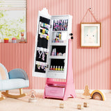 Kids Jewelry Armoire Freestanding Jewelry Cabinet with 3-Color Lighted Full Length Mirror