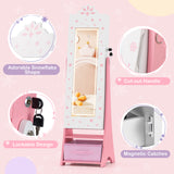 Kids Jewelry Armoire Freestanding Jewelry Cabinet with 3-Color Lighted Full Length Mirror