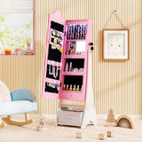 Kids Jewelry Armoire Freestanding Jewelry Cabinet with 3-Color Lighted Full Length Mirror