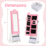 Kids Jewelry Armoire Freestanding Jewelry Cabinet with 3-Color Lighted Full Length Mirror