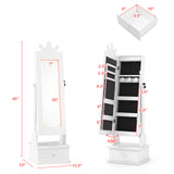 Kids Jewelry Armoire with 3-Color Lighted Full Length Mirror and Inside Led Lights