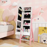 Kids Jewelry Organizer with Full Length Mirror Drawers and Storage Shelves