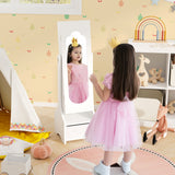 Freestanding Kids Jewelry Armoire Cabinet with Storage and 2 Tilt Angles