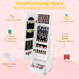 Freestanding Kids Jewelry Armoire Cabinet with Storage and 2 Tilt Angles