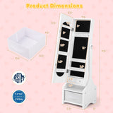 Freestanding Kids Jewelry Armoire Cabinet with Storage and 2 Tilt Angles