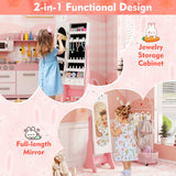 Kids Jewelry Armoire Cabinet with 2 Tilt Angles and Large Capacity