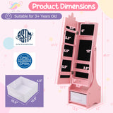 Kids Jewelry Cabinet with Full-Length Mirror for Kids Bedroom and Playroom