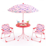 Kids Outdoor Table and Chair Set with 2 Folding Chairs and Height Adjustable Umbrella