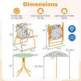 Kids Outdoor Table and Chair Set with 2 Folding Chairs and Height Adjustable Umbrella