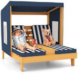 Kids Patio Lounge Chair with Cup Holders and Awning