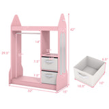 Kids Play Armoire Dresser with Cloth Hanger-Pink