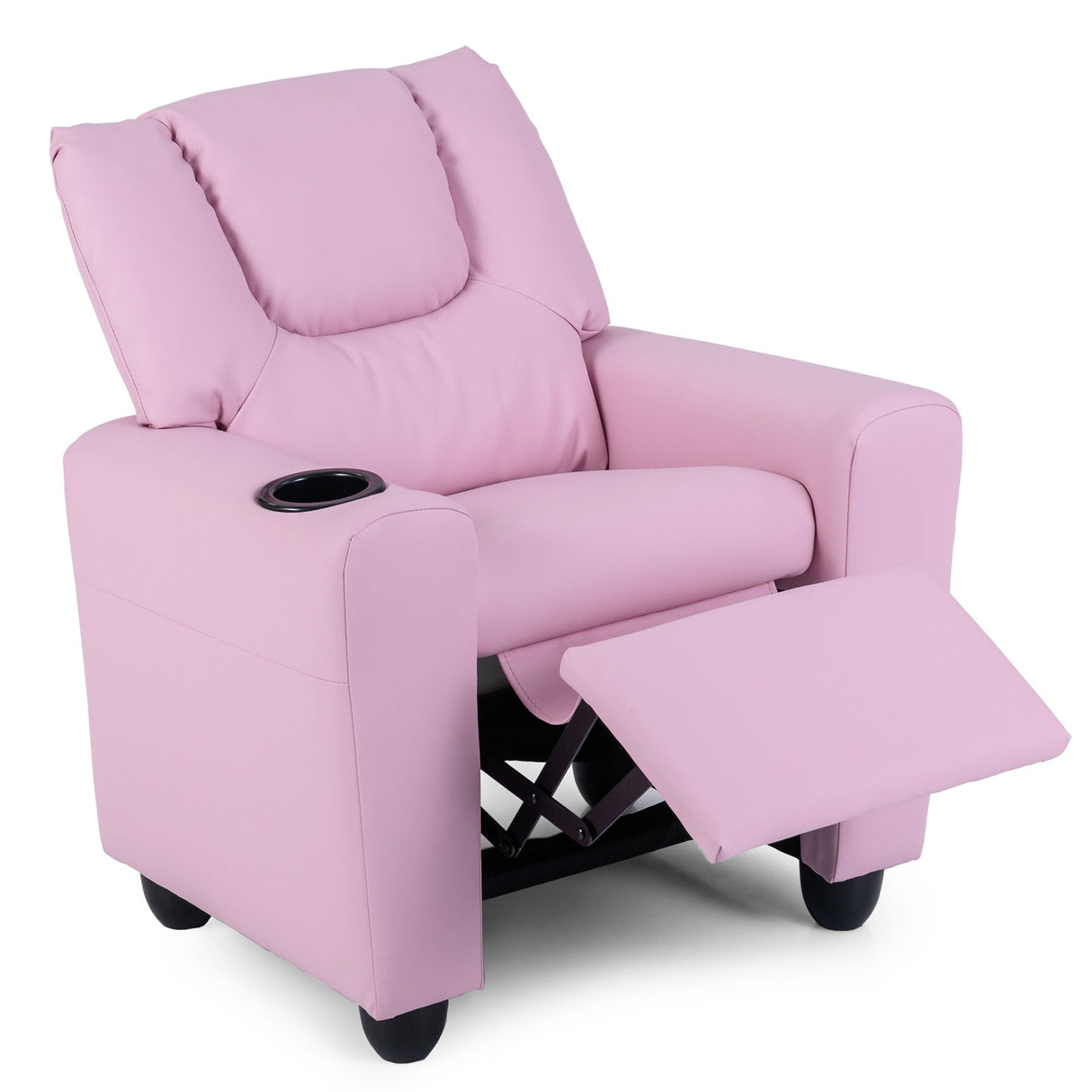 Kids Recliner Chair Push Back Toddler Reclining Armchair with Cup Holder