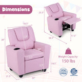 Kids Recliner Chair Push Back Toddler Reclining Armchair with Cup Holder