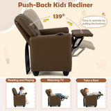 Kids Recliner Chair Push Back Toddler Reclining Armchair with Cup Holder