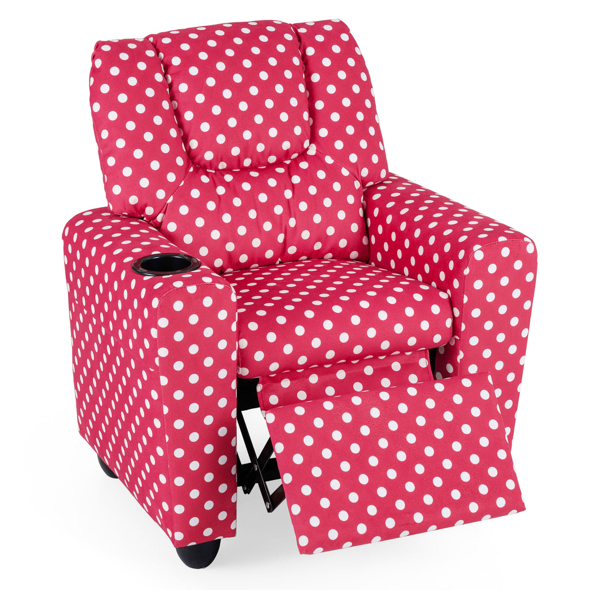 Kids Recliner Chair Push Back Toddler Reclining Armchair with Cup Holder