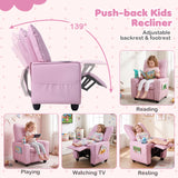 Kids Recliner with Cup Holder Armrests and Adjustable Backrest for Playroom