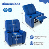 Kids Recliner with Cup Holder & Armrests and Adjustable Backrest Footrest