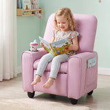 Kids Recliner with Cup Holder & Armrests and Adjustable Backrest Footrest