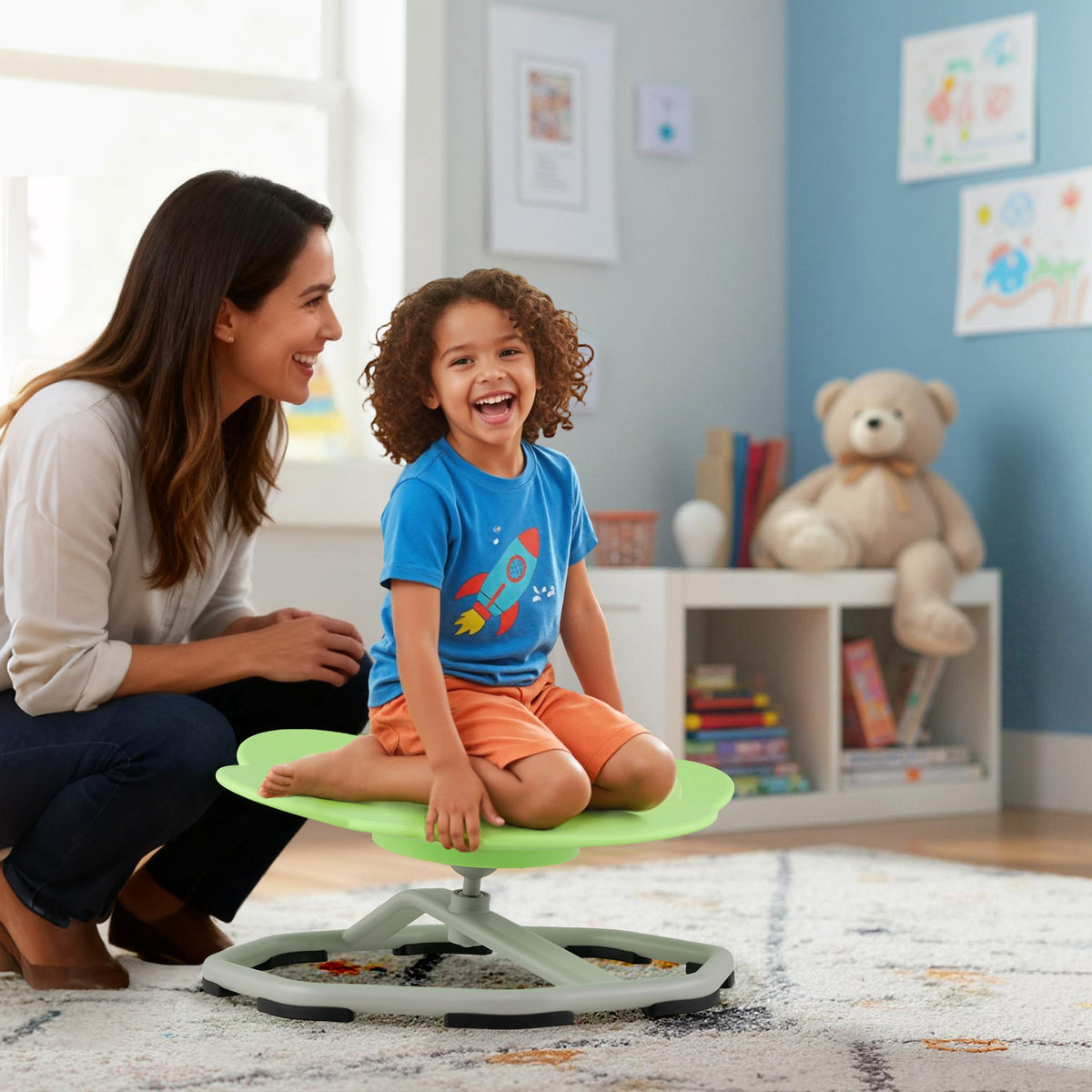 Kids Sensory Swivel Chair Cat Claw 360Â° Spinning Chair with Non-Slip Metal Base
