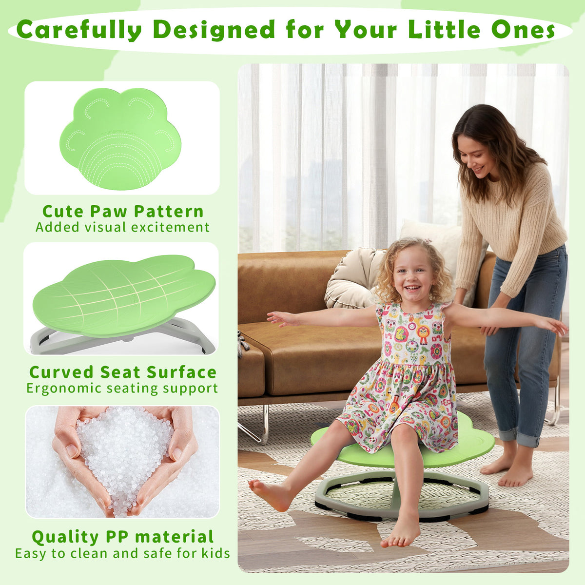 Kids Sensory Swivel Chair Cat Claw 360Â° Spinning Chair with Non-Slip Metal Base