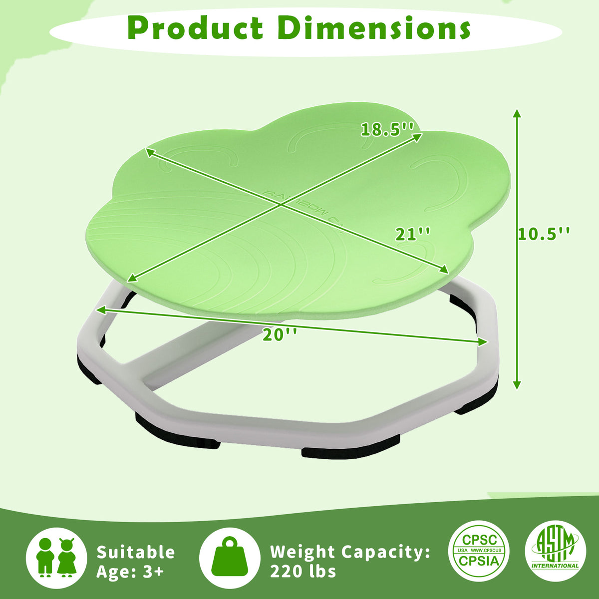Kids Sensory Swivel Chair Cat Claw 360Â° Spinning Chair with Non-Slip Metal Base
