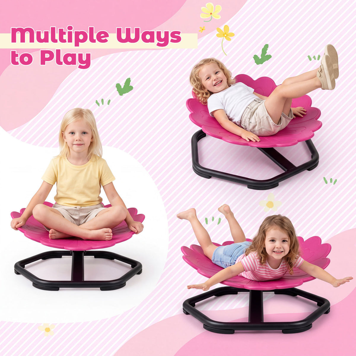 Kids Sensory Swivel Chair with Sunflower Shape 360Â° Spinning Chair for Toddlers