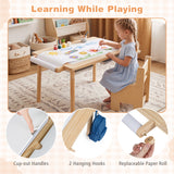 Kids Sensory Table Set with Adjustable Height and 2 Storage Bins-Natural