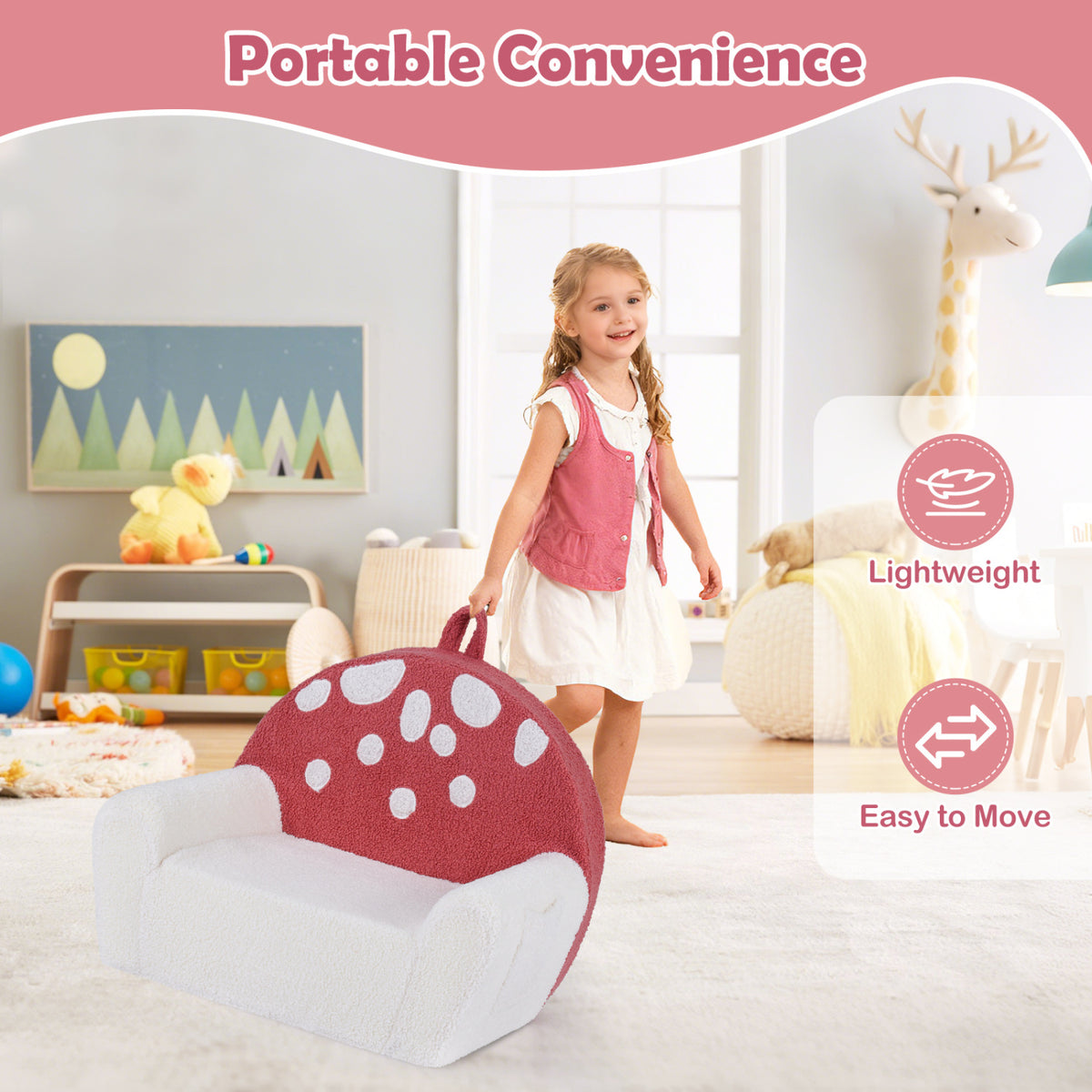 Kids Sofa Toddler Foam Couch with Soft Fleece Fabric Cover