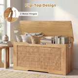 Kids Storage Bench 40 Inch Toy Box with Flip Top and Handles-Natural