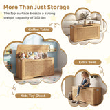 Kids Storage Bench 40 Inch Toy Box with Flip Top and Handles-Natural