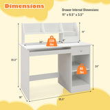 Kids Study Desk Children Writing Table with Hutch Drawer Shelves and Keyboard Tray-White