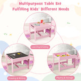 Kids Table Chairs Set With Storage Boxes Blackboard Whiteboard Drawing