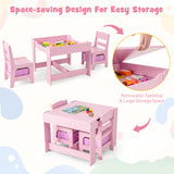 Kids Table Chairs Set With Storage Boxes Blackboard Whiteboard Drawing