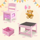 Kids Table Chairs Set With Storage Boxes Blackboard Whiteboard Drawing