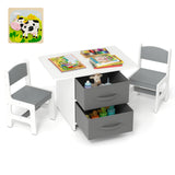 Kids Table and 2 Chairs Set Removable Storage Drawers