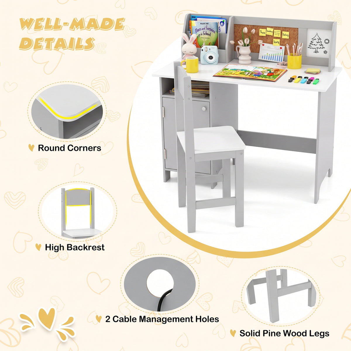 Kids Table and Chair Set for Arts  Crafts  Homework  Home School