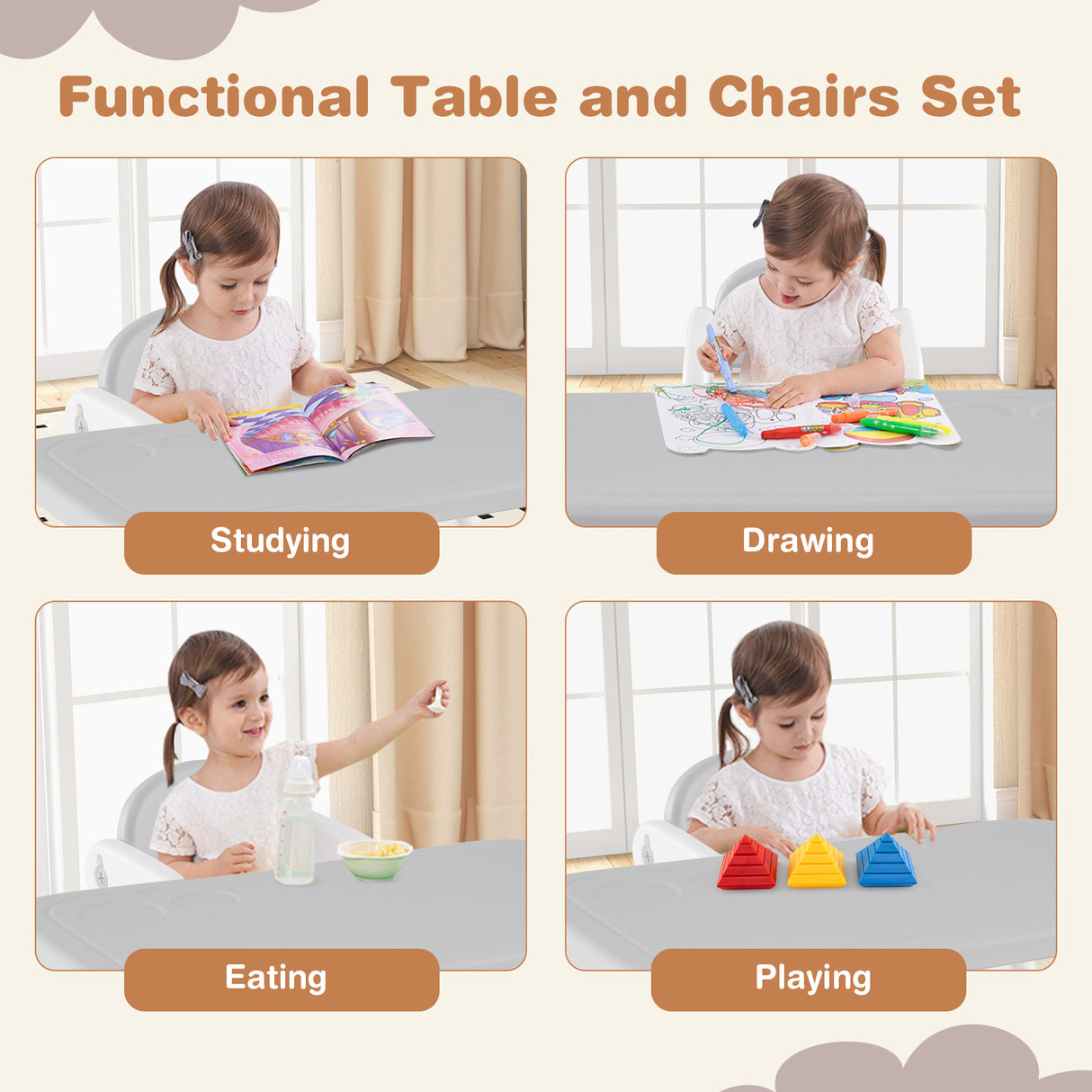 Kids Table and Chair Set with Building Blocks