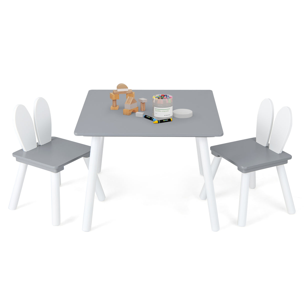 3 Pieces Kids Table and Chairs Set for Arts Crafts Snack Time